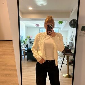 Cream Knit Sweater with Textured Detail